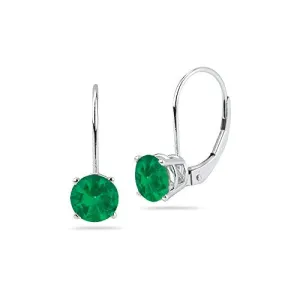 0.19-0.25 Cts of 3 mm AA Round Natural Emerald Stud Earrings with Lever Backs in 14K White Gold 0.19-0.25 Cts of 3 mm AA Round Natural Emerald Stud Earrings with Lever Backs in 14K White Gold