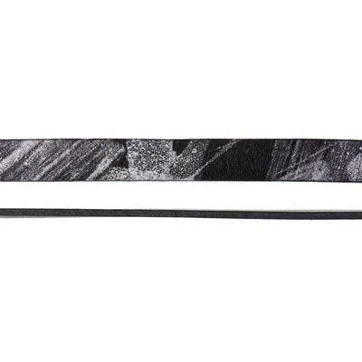 10mm Black and Silver Ornate Printed Flat Leather by the Foot