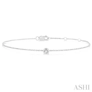 1/10 ctw Bezel Set Round Cut Diamond Petite Fashion Bracelet in 10K White Gold 1/10 ctw Bezel Set Round Cut Diamond Petite Fashion Bracelet in 10K White Gold