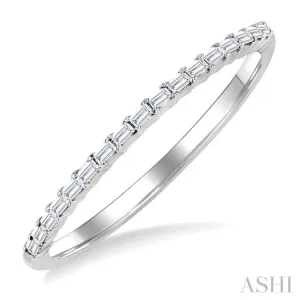 1/10 ctw Straight Row Baguette Cut Diamond Stackable Fashion Band in 10K White Gold 1/10 ctw Straight Row Baguette Cut Diamond Stackable Fashion Band in 10K White Gold