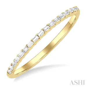 1/10 ctw Straight Row Baguette Cut Diamond Stackable Fashion Band in 10K Yellow Gold 1/10 ctw Straight Row Baguette Cut Diamond Stackable Fashion Band in 10K Yellow Gold