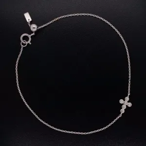 14K WG Bezel Set Diamond Sideways Cross Chain Bracelet 7’ Regard Jewelry Austin, Texas