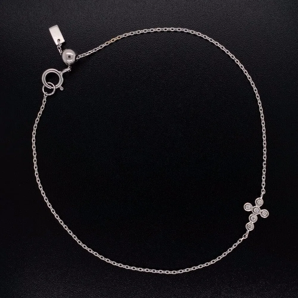 14K WG Bezel Set Diamond Sideways Cross Chain Bracelet 7’ Regard Jewelry Austin, Texas