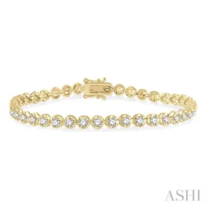 3 Ctw Round Cut Diamond Illusion Tennis Bracelet in 14K Yellow Gold 3 Ctw Round Cut Diamond Illusion Tennis Bracelet in 14K Yellow Gold