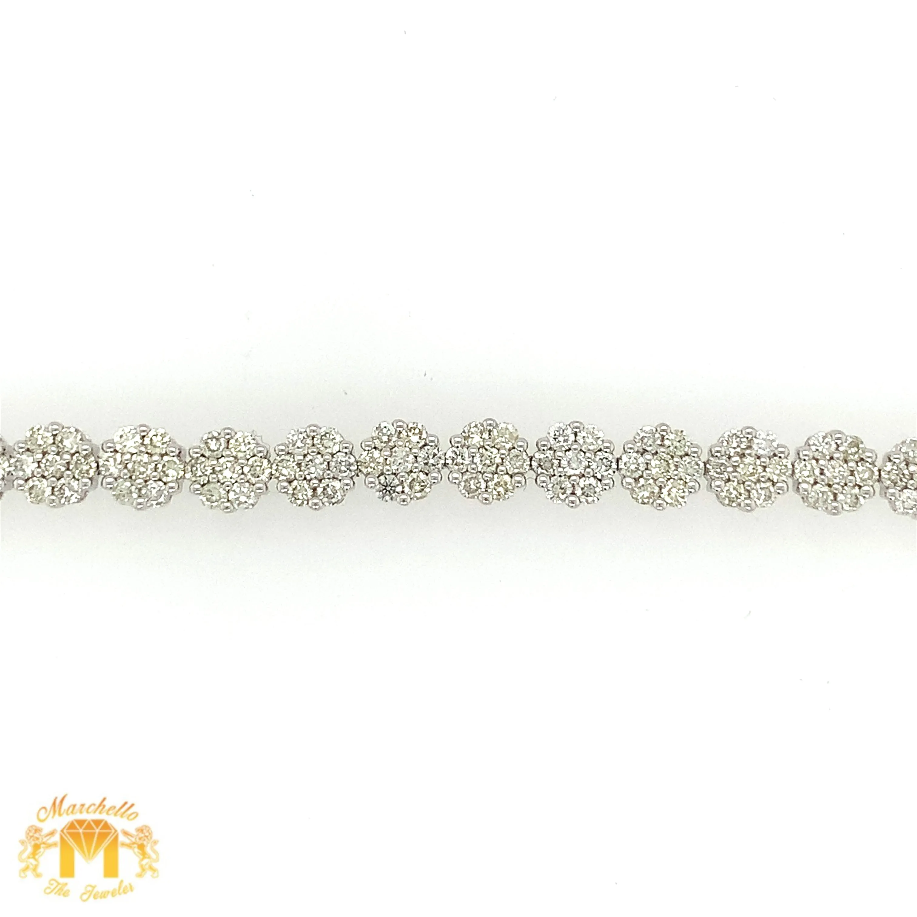 4ct Diamond White Gold Flower Link Bracelet