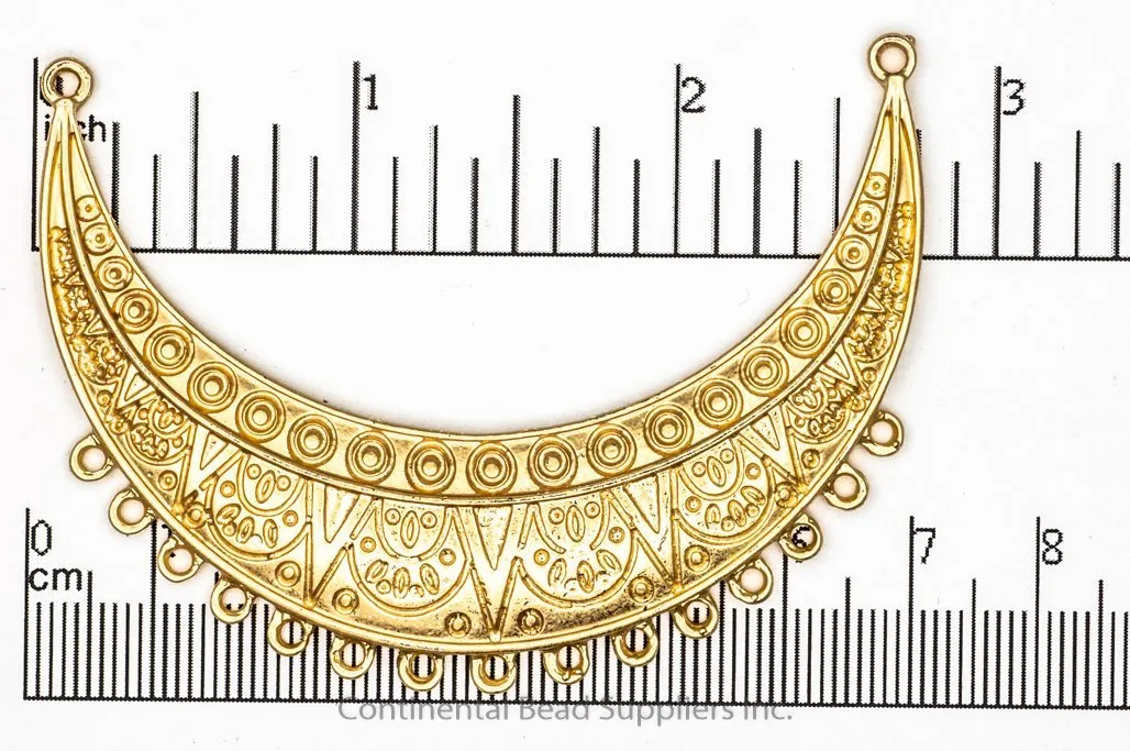 70mm Curved Ornate Collar Pendant - Made of Pewter - Satin Rhodium Silver and Satin Hamilton Gold Finishes - Sold by the Piece - K93