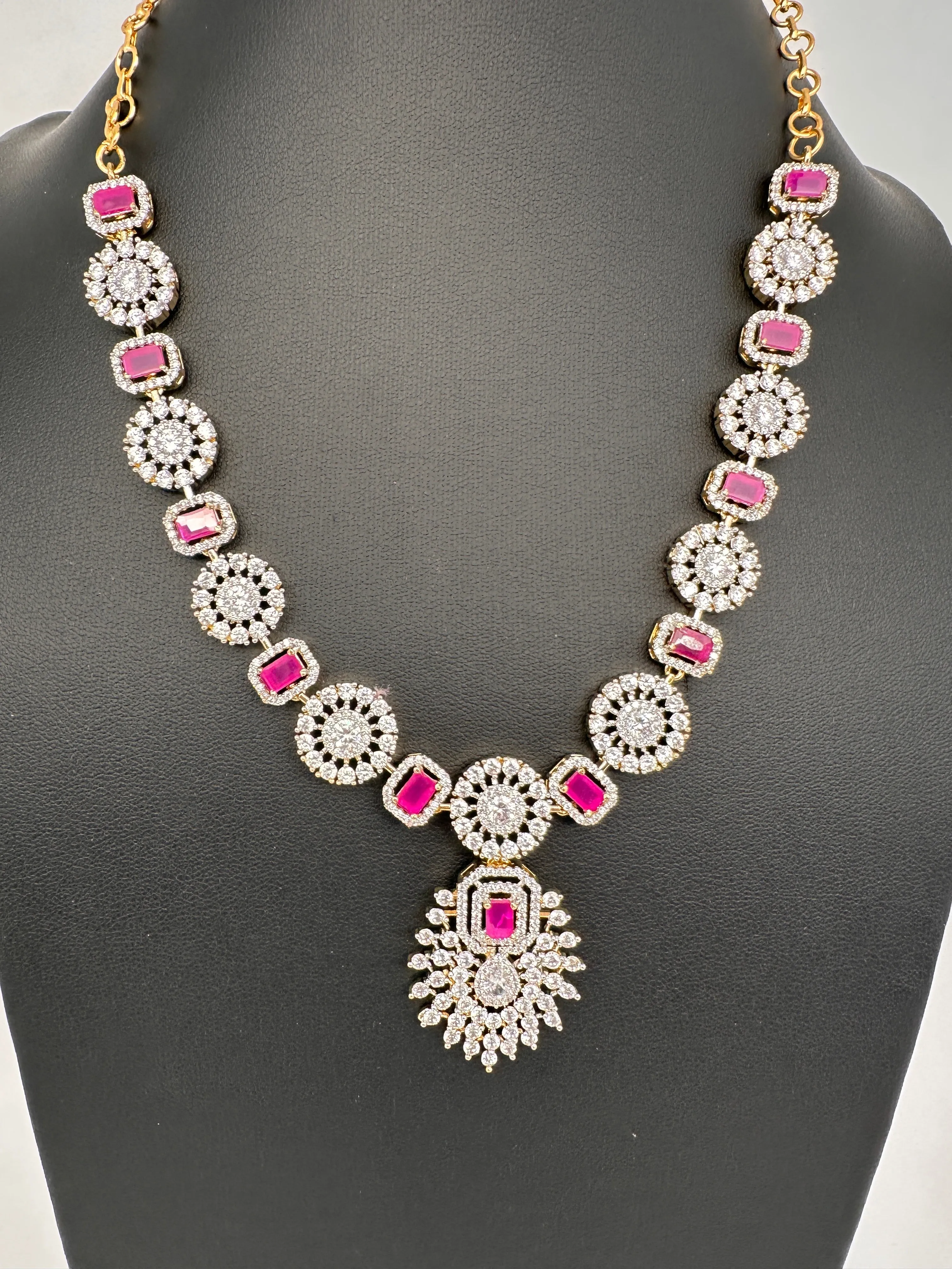 AD Color Stone Dainty Necklace