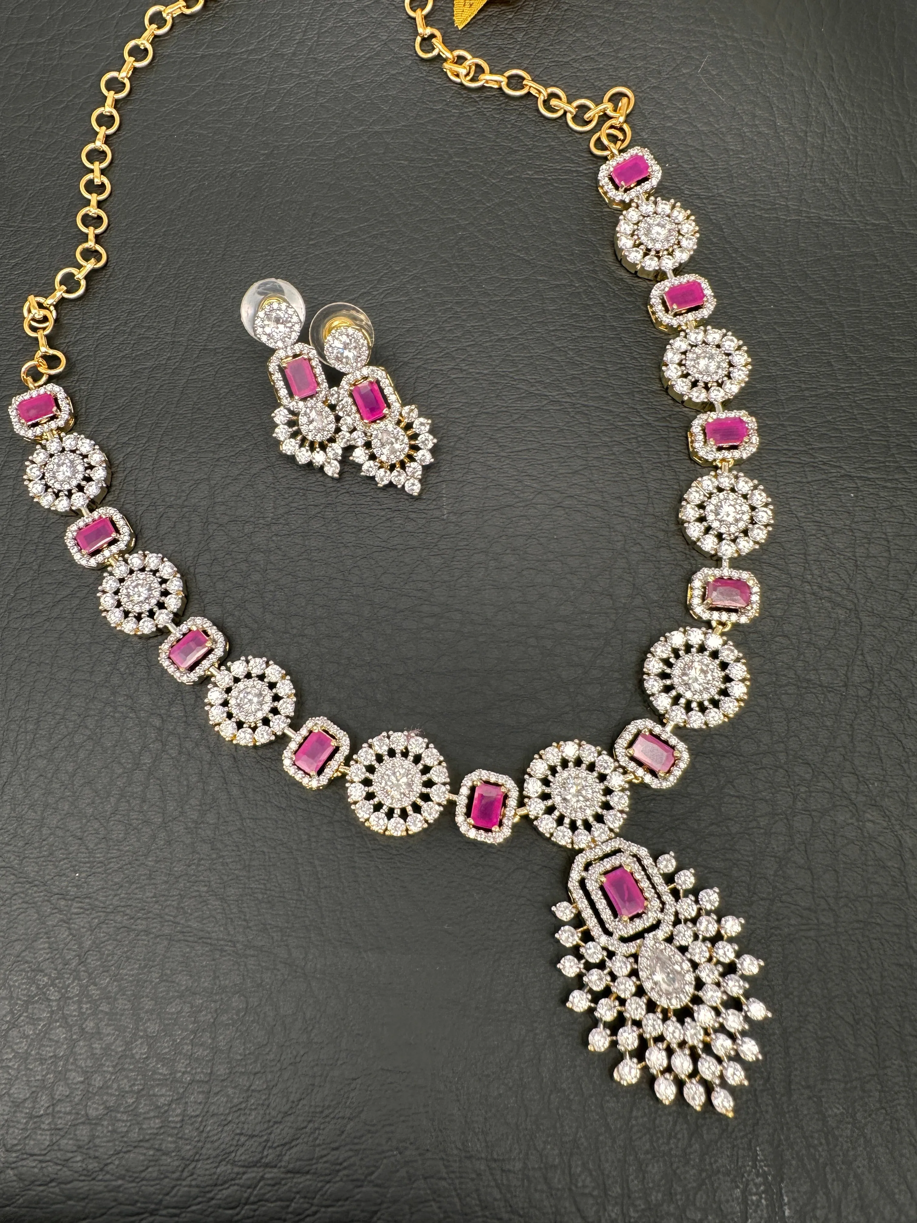AD Color Stone Dainty Necklace