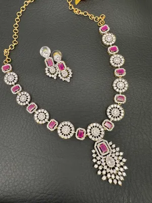 AD Color Stone Dainty Necklace