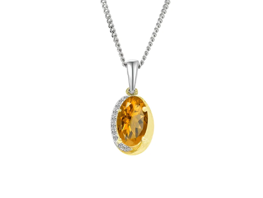 Amore Argento Gold Plated Citrine Pendant