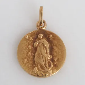 Antique Portuguese 19k Gold Mary on Crescent Moon Pendant Antique Portuguese 19k Gold Mary on Crescent Moon Pendant