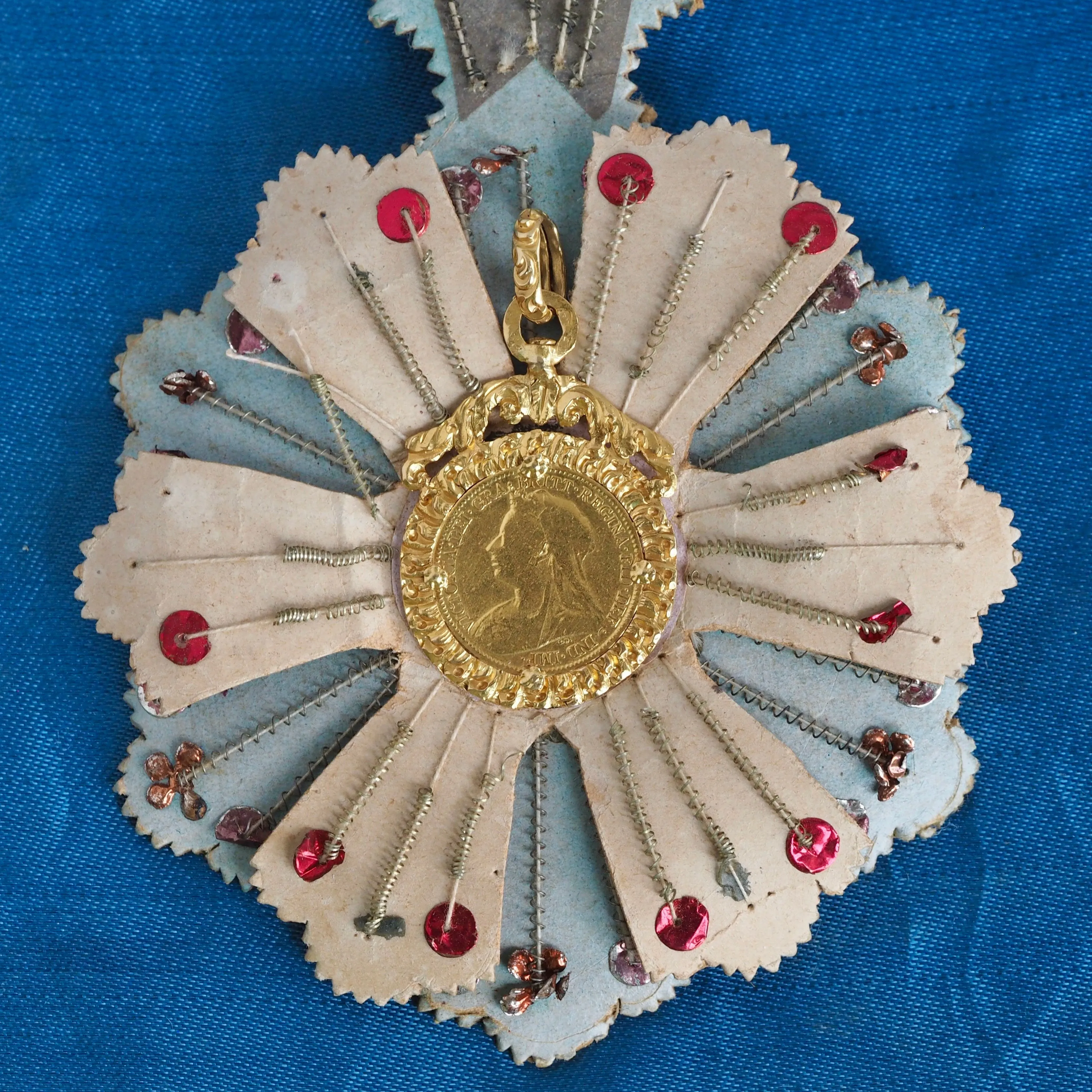 Antique Portuguese 22k Gold Queen Victoria Sovereign Coin Pendant c. 1895