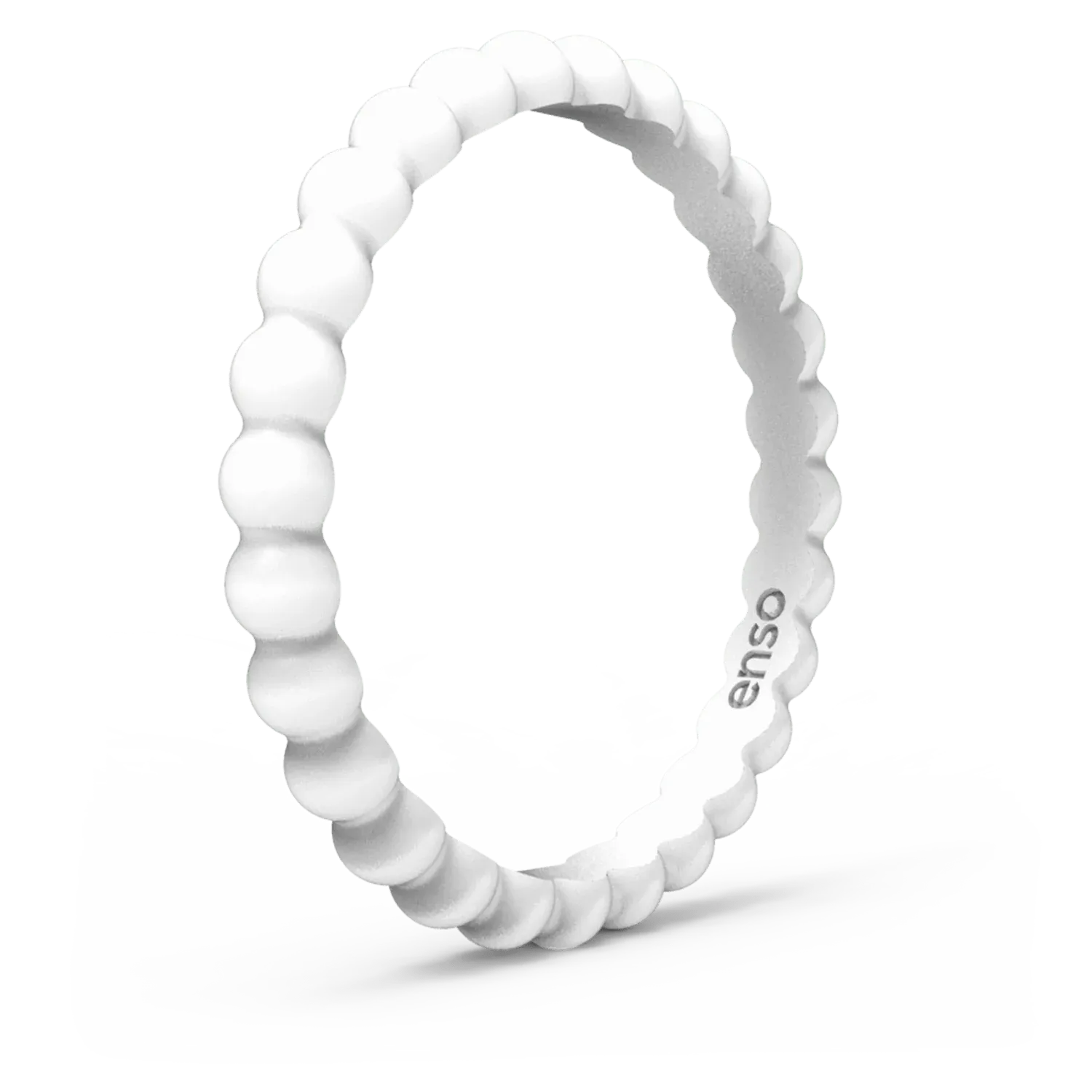 Beaded Stackable Silicone Ring: White/Obsidian