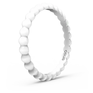 Beaded Stackable Silicone Ring: White/Obsidian