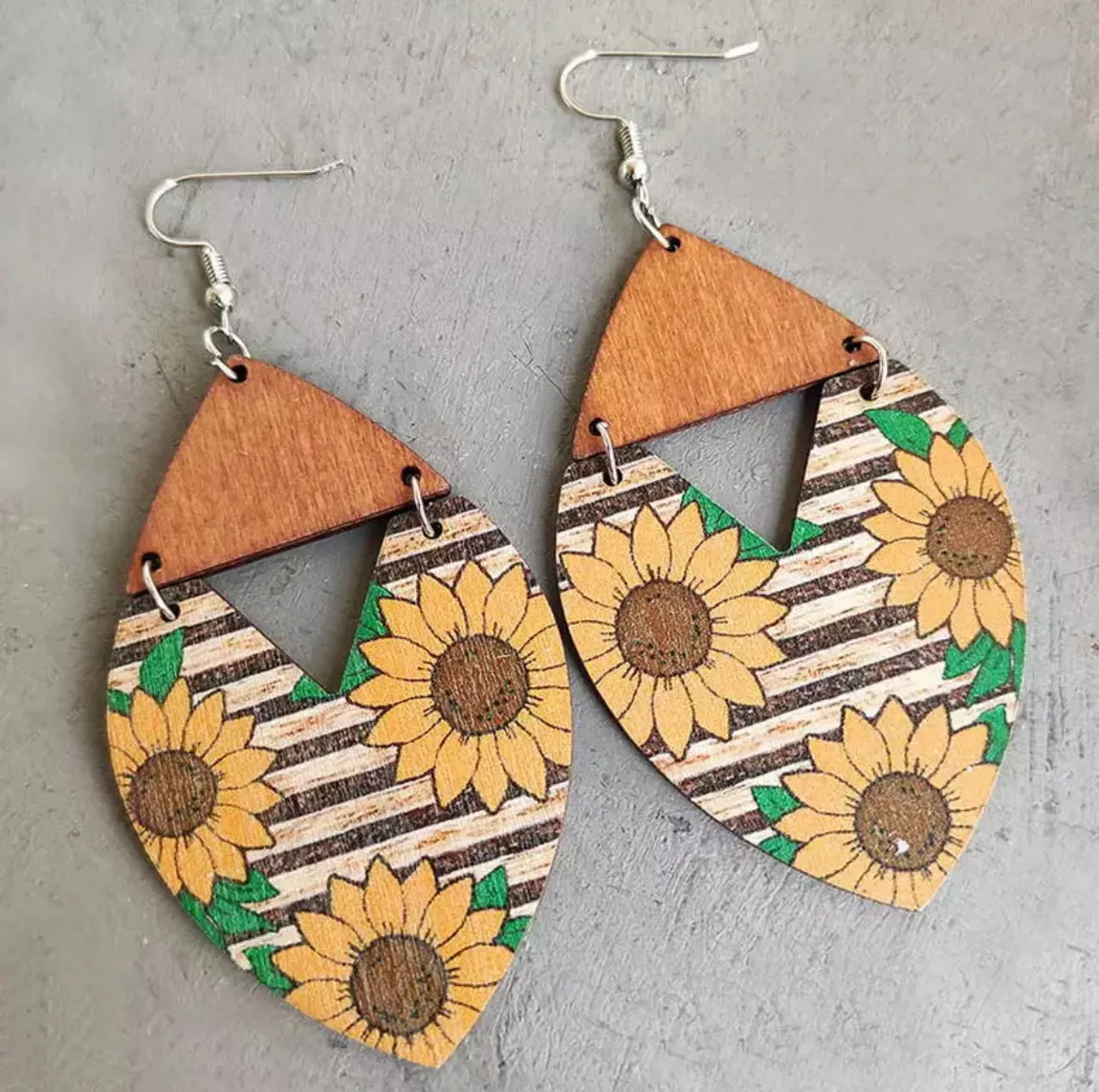 Beautiful Wooden Triangle Drop Earrings