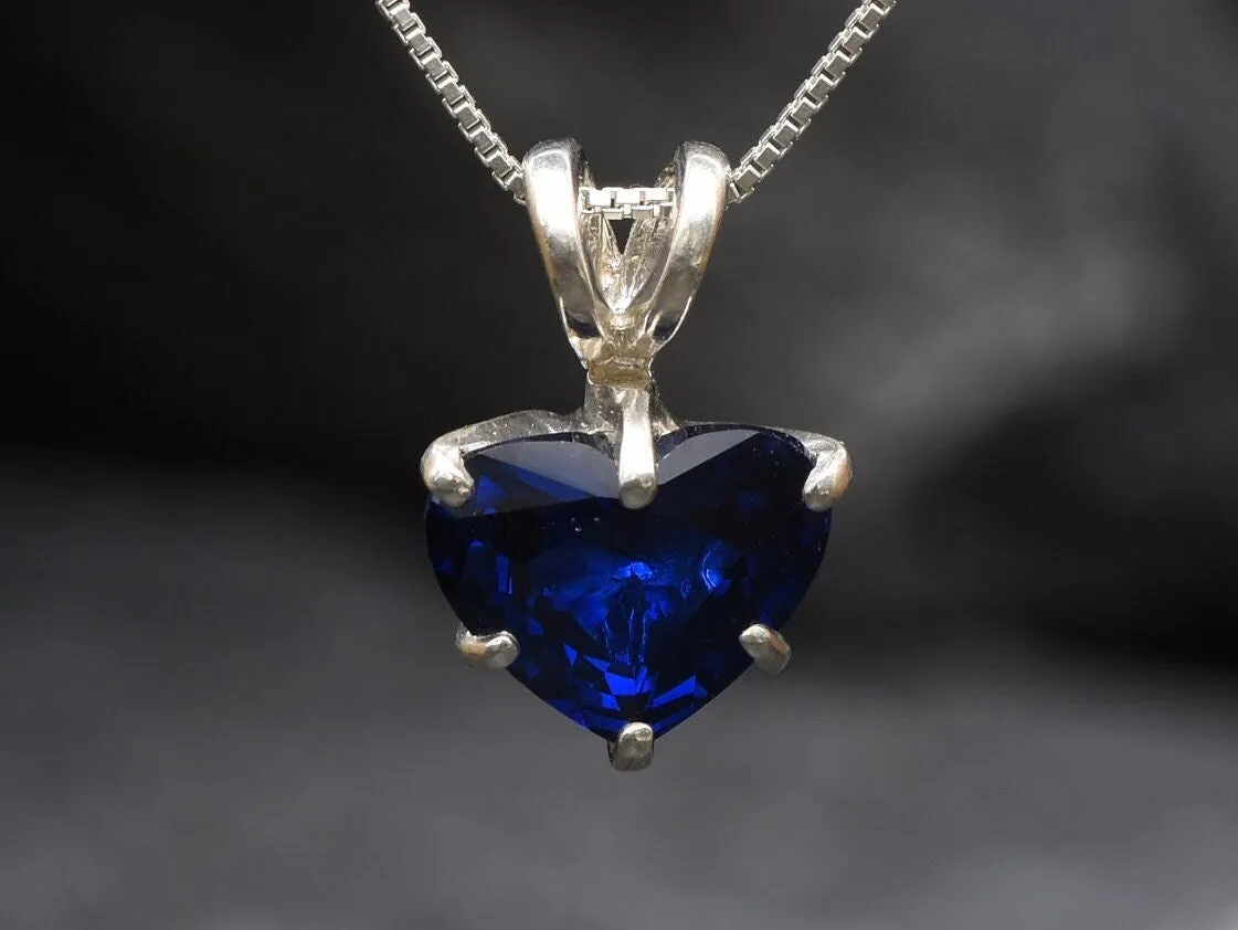 Blue Heart Pendant - Dainty Sapphire Pendant,  Love Necklace