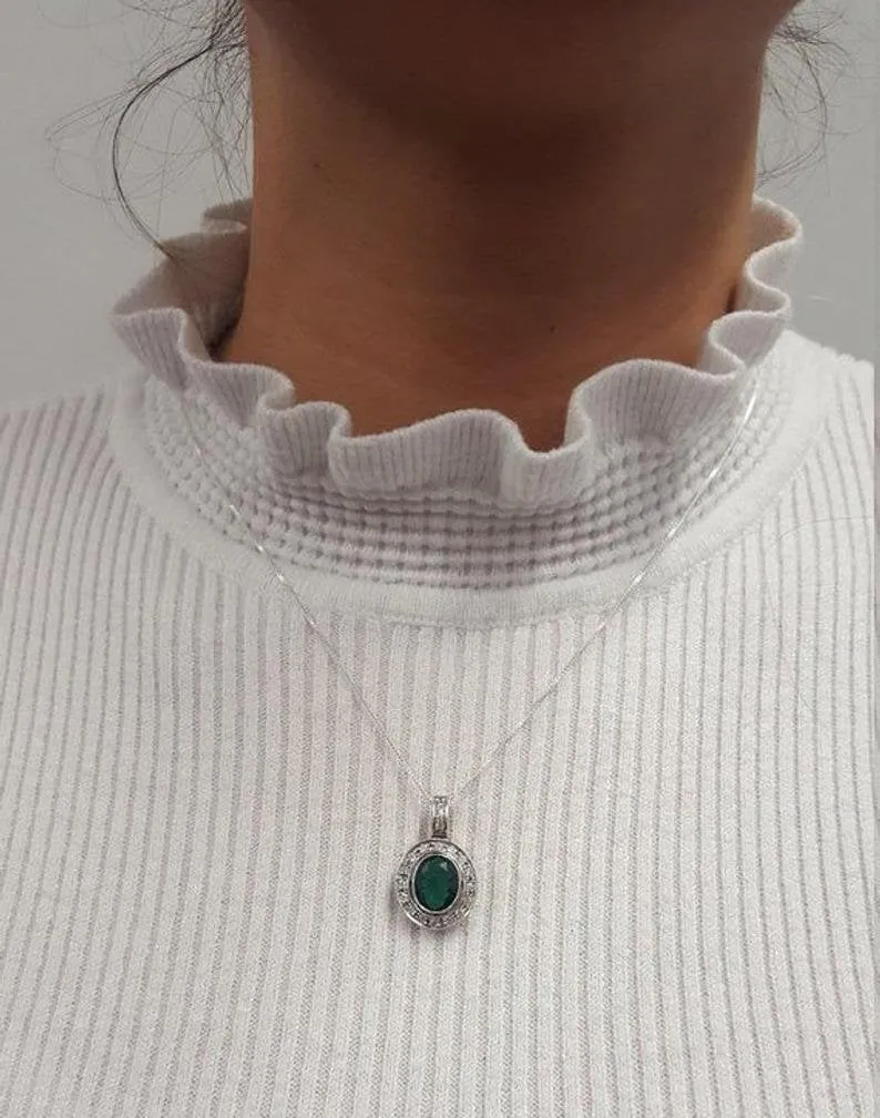 Blue Sapphire Pendant - Victorian Sapphire Necklace - Blue Vintage Necklace