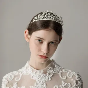 Bride Crown Princess Silver Pearls Headwear Wedding Hair Jewelry Vintage Headpieces Bride Crown Princess Silver Pearls Headwear Wedding Hair Jewelry Vintage Headpieces