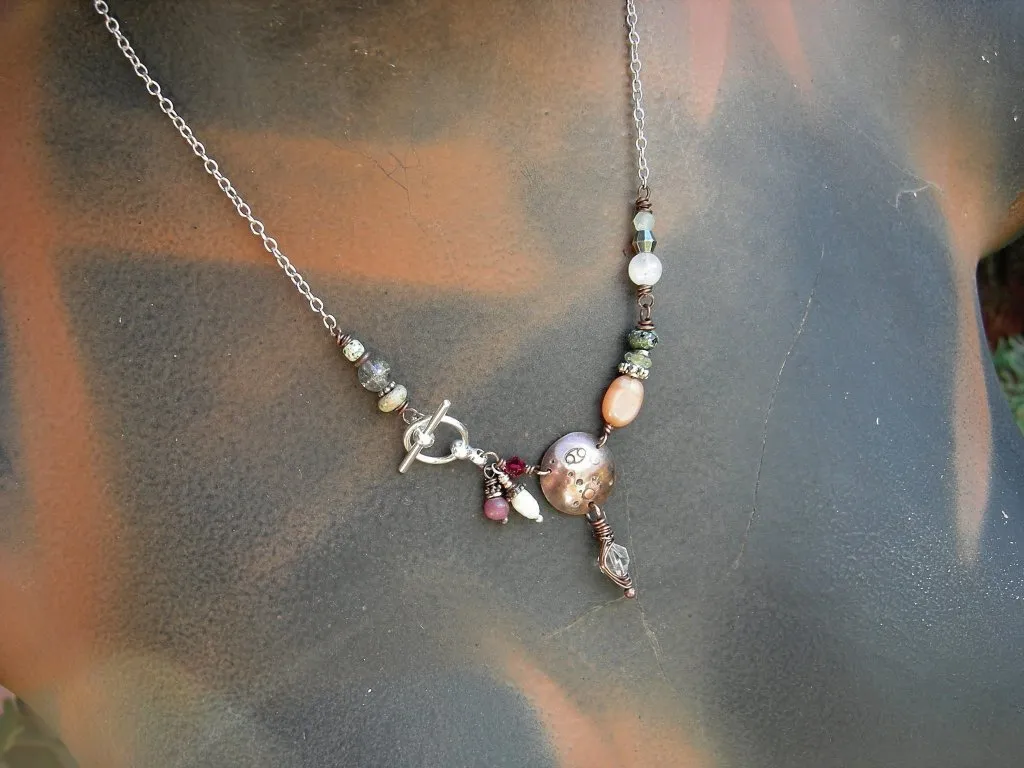 Cancer Zodiac Necklace, Personlized Birthstone Jewelry