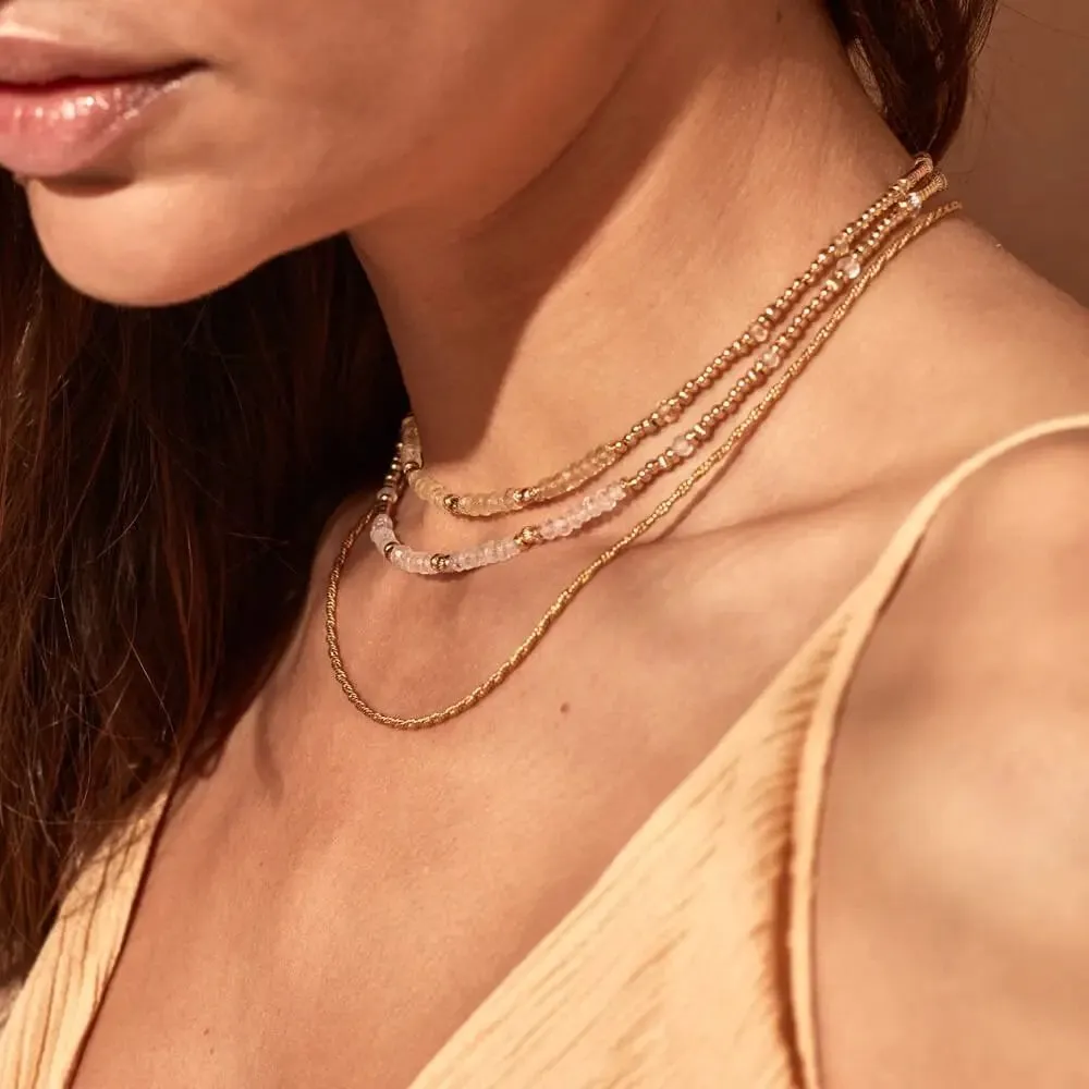 CHLOBO Gold Summer of Love Rose Quartz Choker Necklace