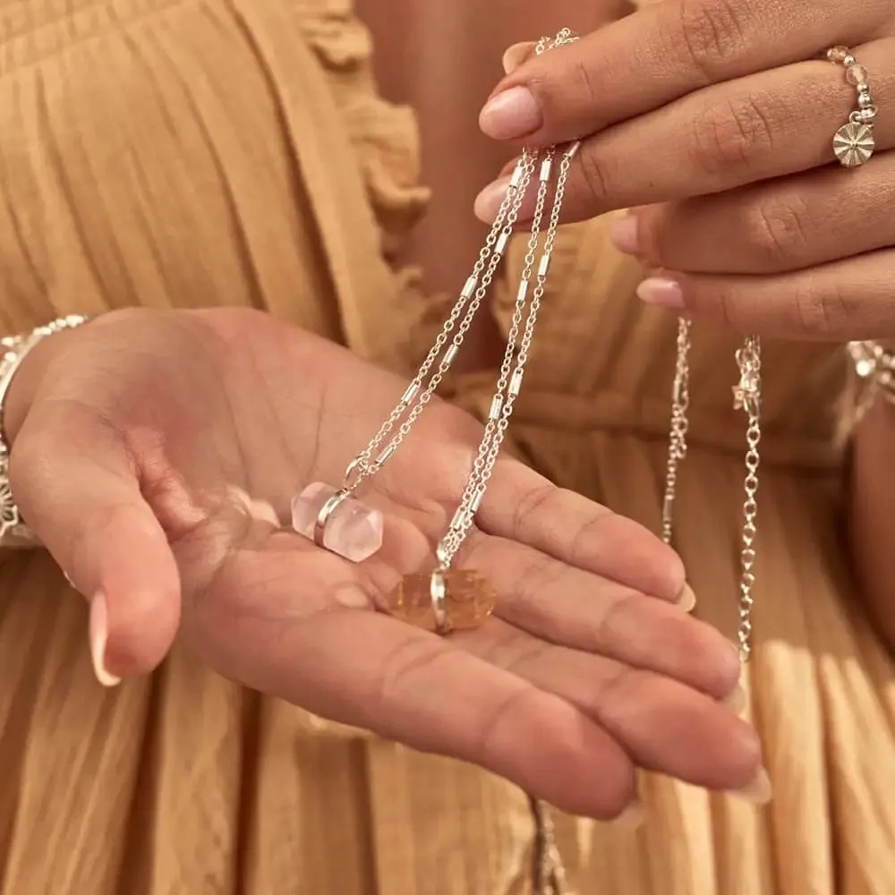 CHLOBO Sky Goddess Citrine Double Point Necklace