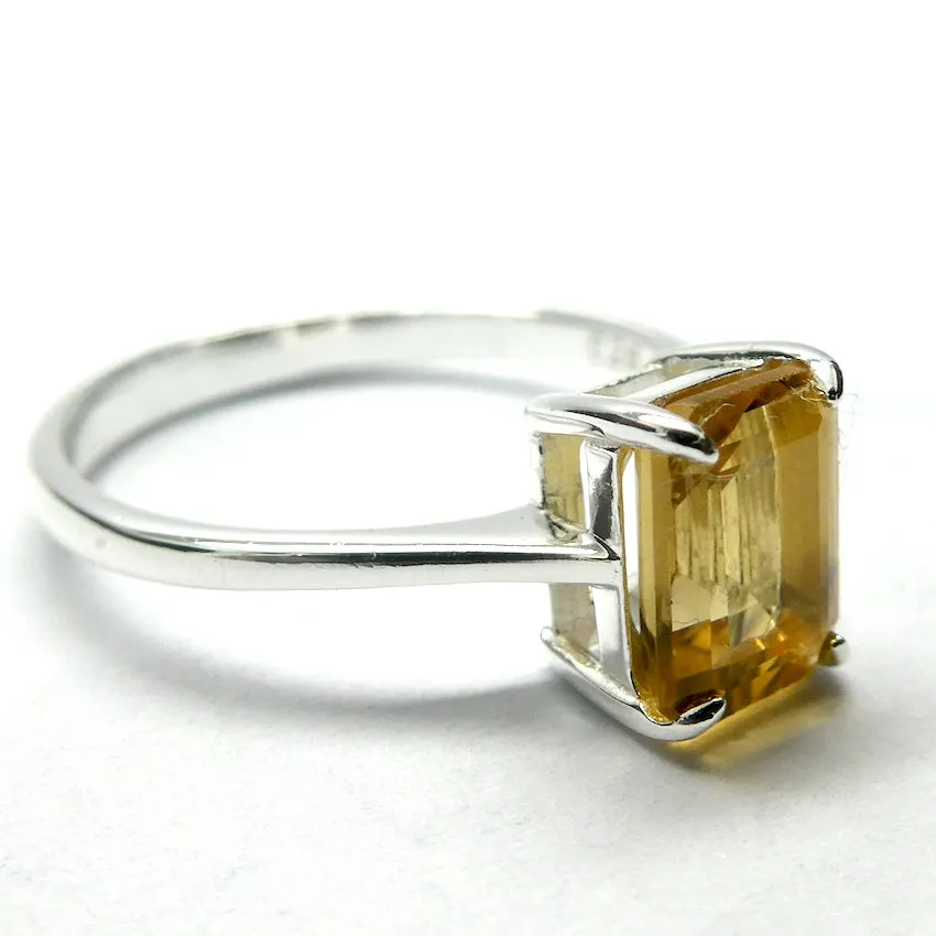 Citine Ring, Faceted Oblong, 925 Sterling Silver