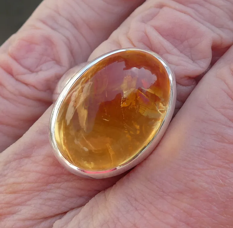 Citrine Ring Cabochon Oval, Natural, 925 Silver p1