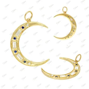 Diamond & Blue Sapphire Moon Pendant 23x27mm Diamond & Blue Sapphire Moon Pendant 23x27mm