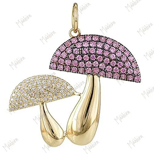 Diamond & Blue Sapphire Mushroom Pendant