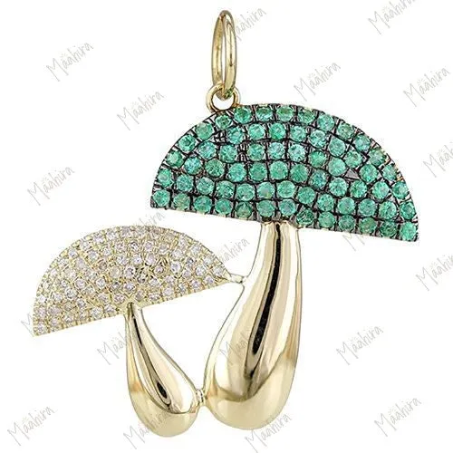 Diamond & Blue Sapphire Mushroom Pendant