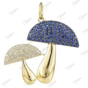 Diamond & Blue Sapphire Mushroom Pendant Diamond & Blue Sapphire Mushroom Pendant