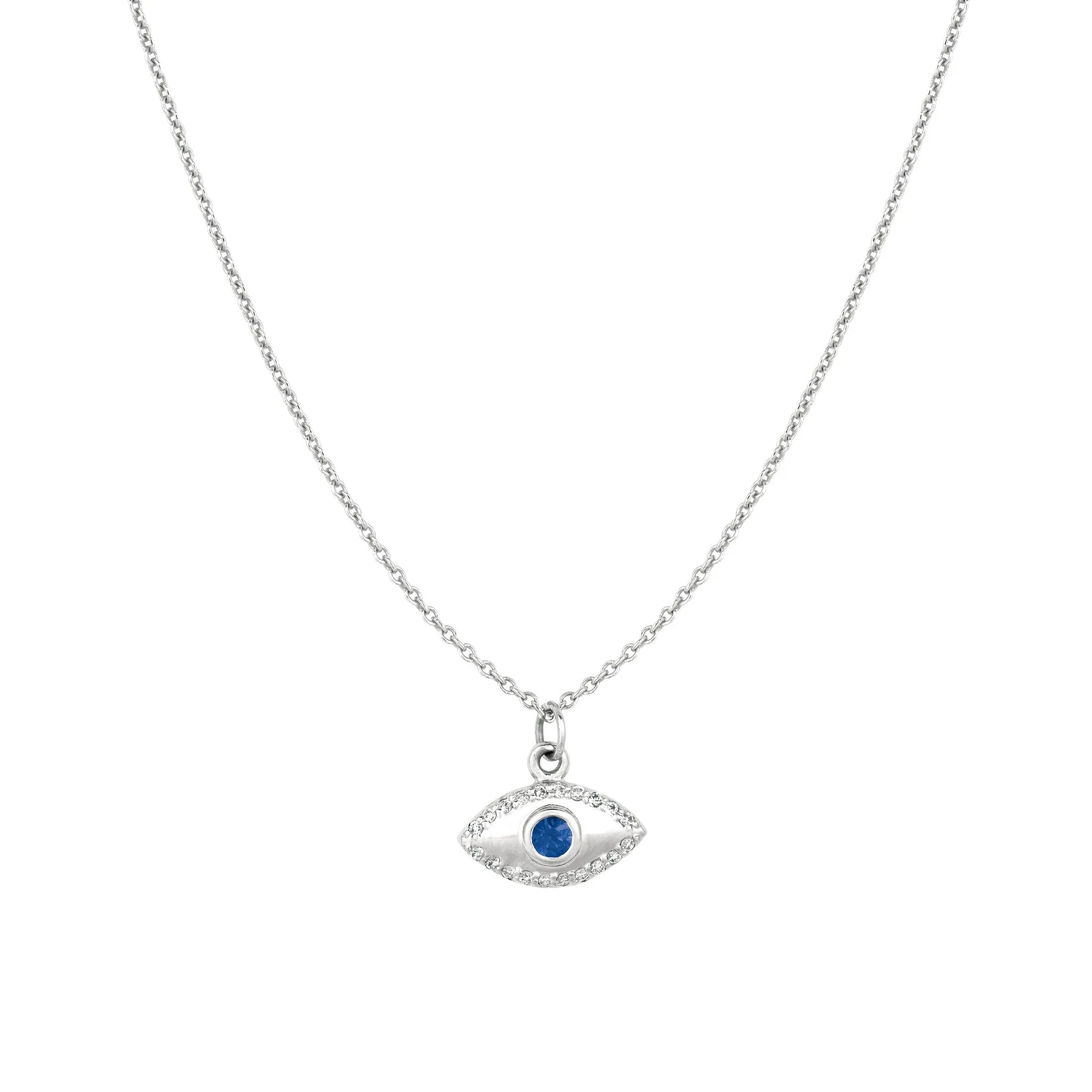 Diamond & Sapphire Evil Eye Necklace