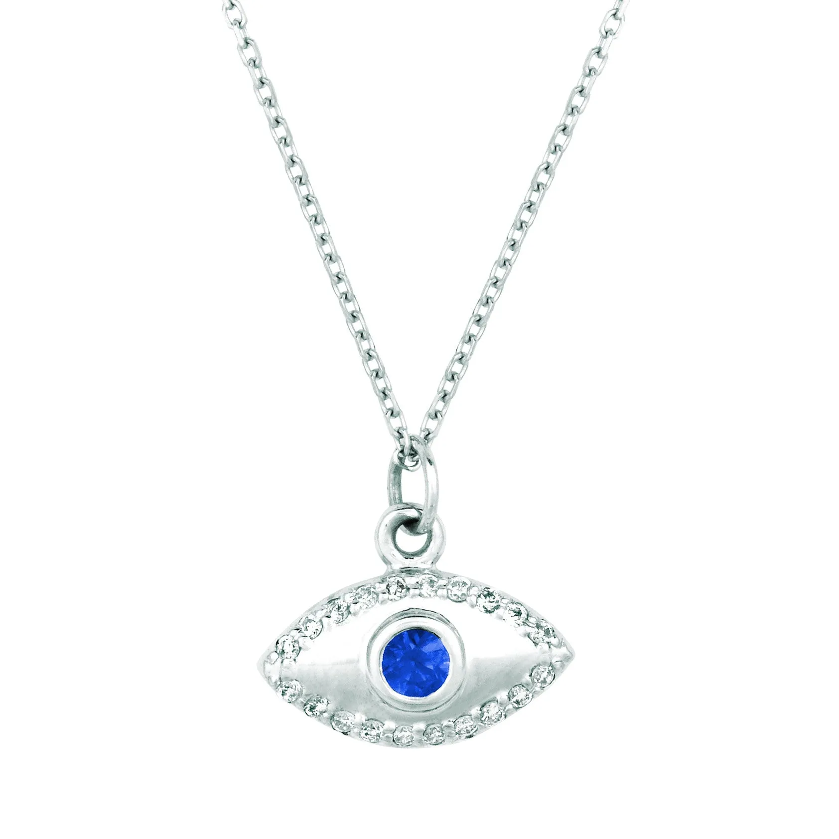 Diamond & Sapphire Evil Eye Necklace