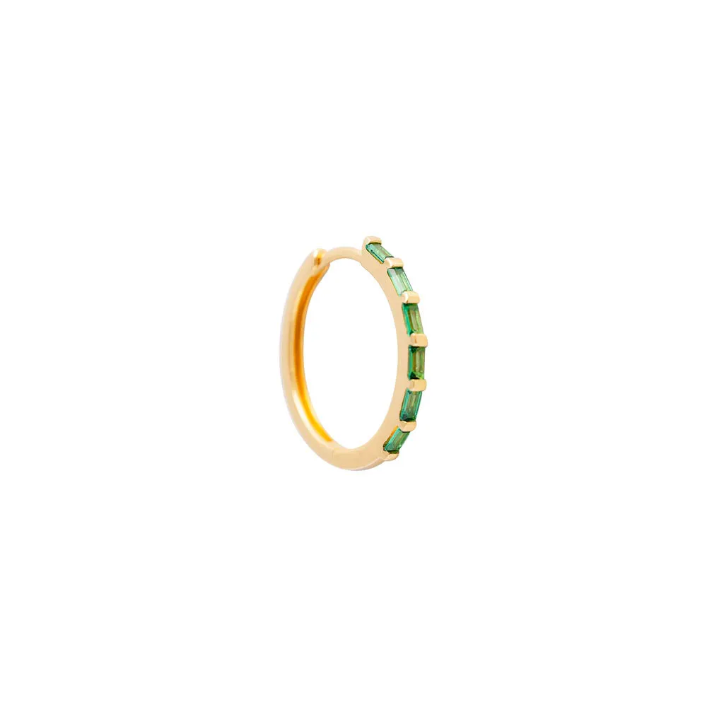 EMERALD CRYSTAL BAGUETTE MAXI HOOPS