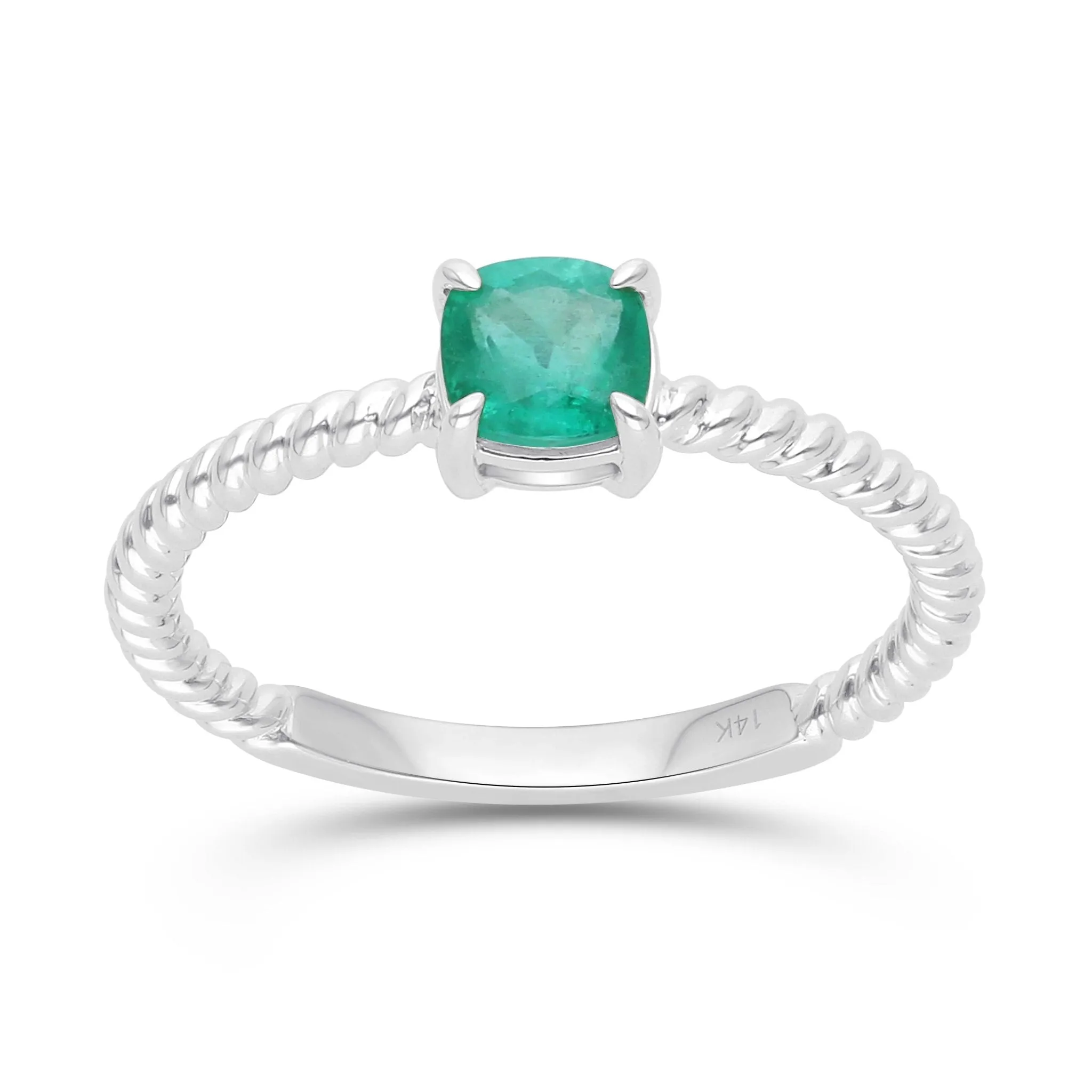 Emerald Rope Stackable Ring - WG