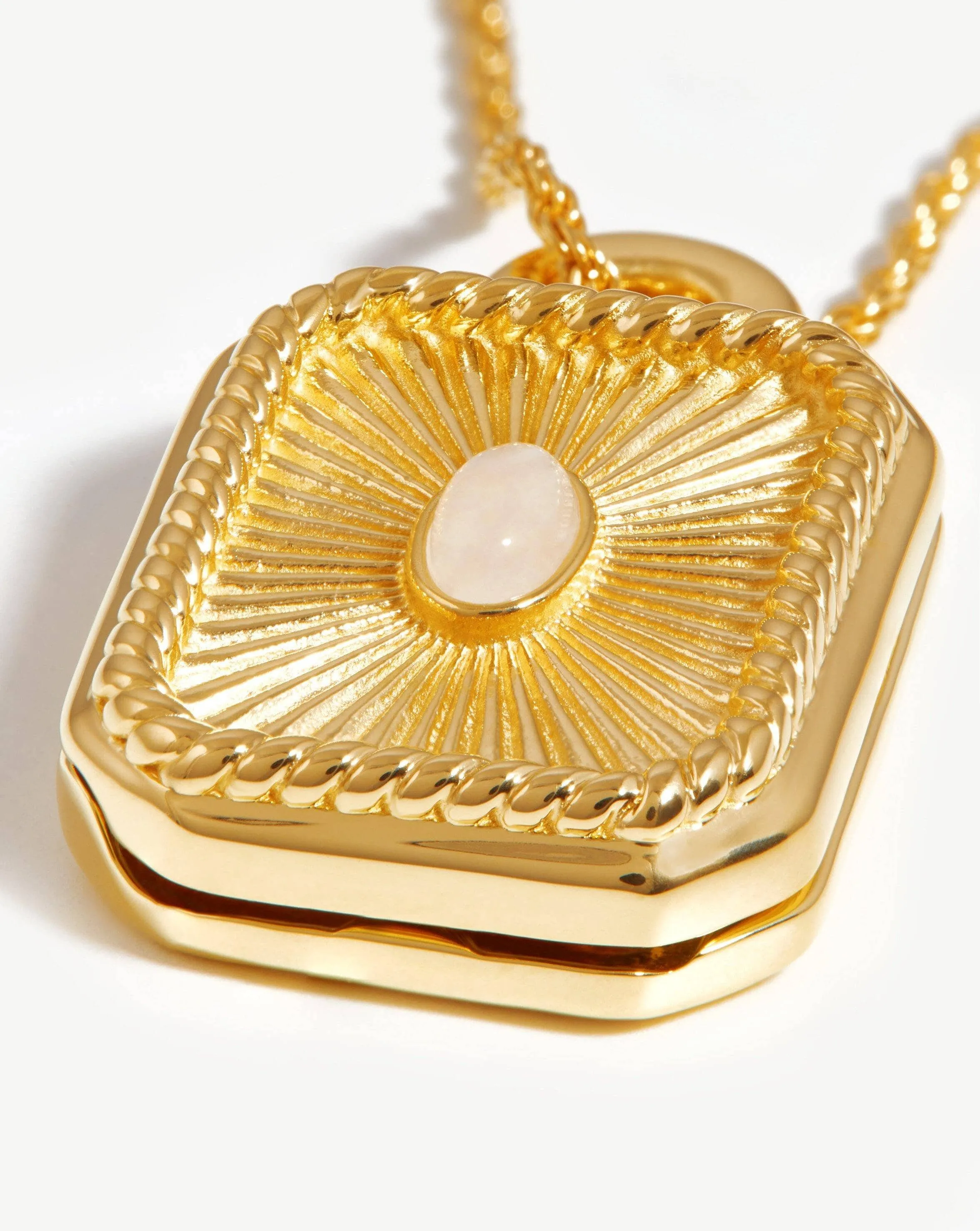 Engravable Square Locket Rope Necklace