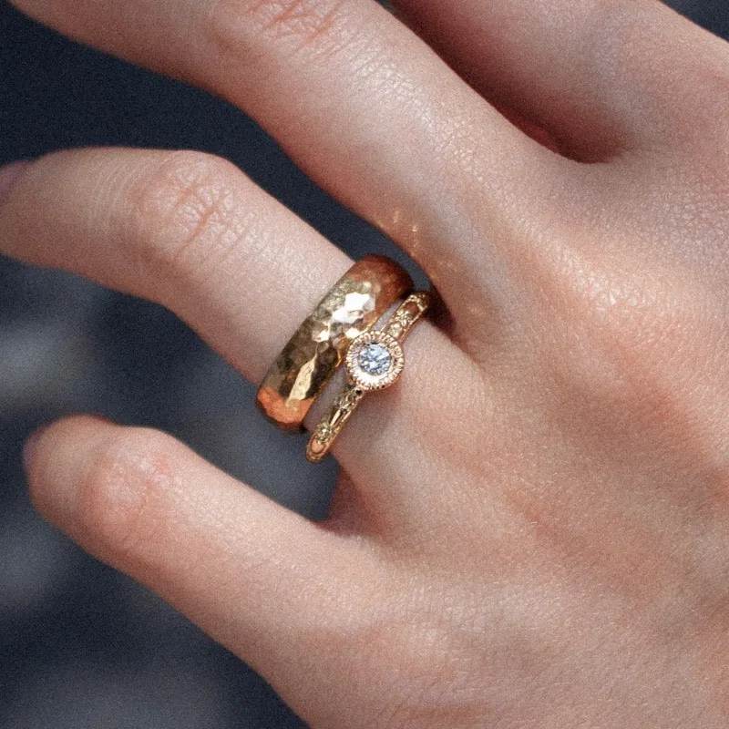 Forged Band, Wide, 9kt Yellow Gold