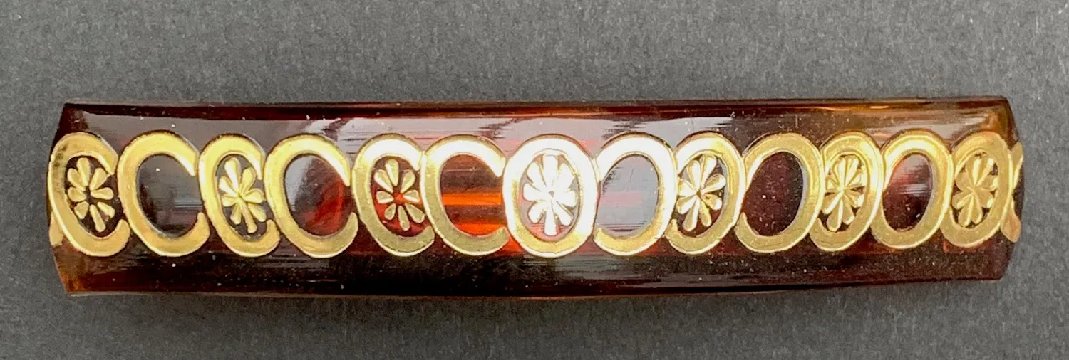 Gloriously Deco Tortoiseshell    Gold French Lucite Hair Clips