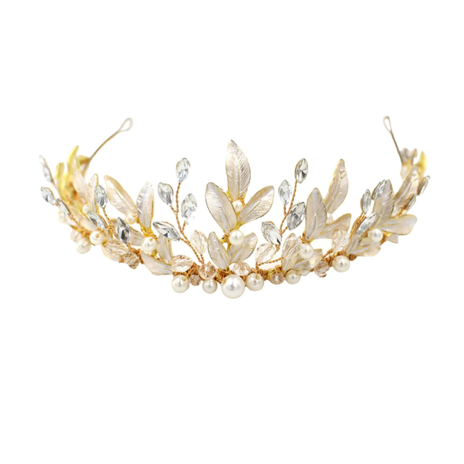 Golden Bride Crown Princess Headwear Wedding Hair Jewelry Vintage Headpieces