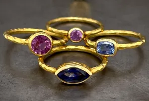 Hammered Sapphire Stacking Rings