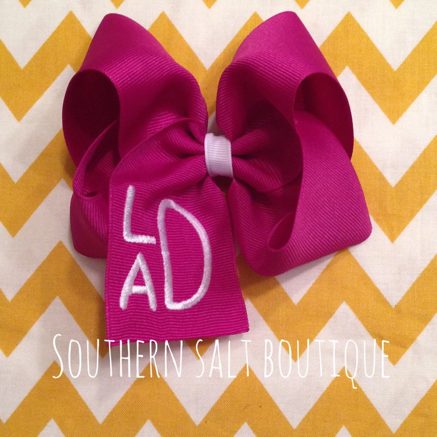 Large Solid Monogram Bow - Over 100 Color Choices!