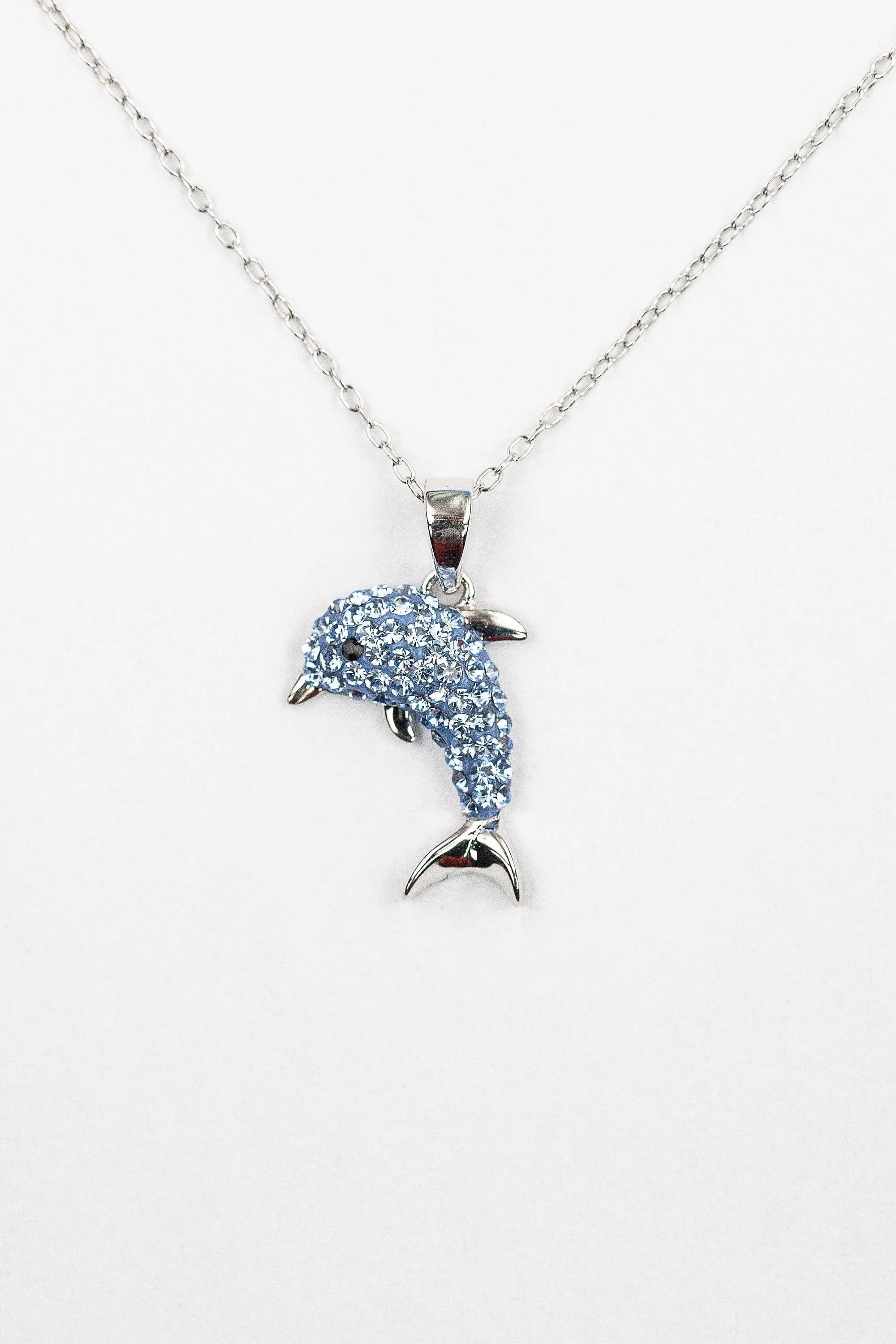 Light Sapphire Crystal Dolphin Necklace