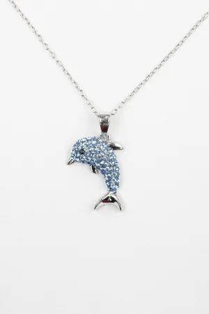 Light Sapphire Crystal Dolphin Necklace