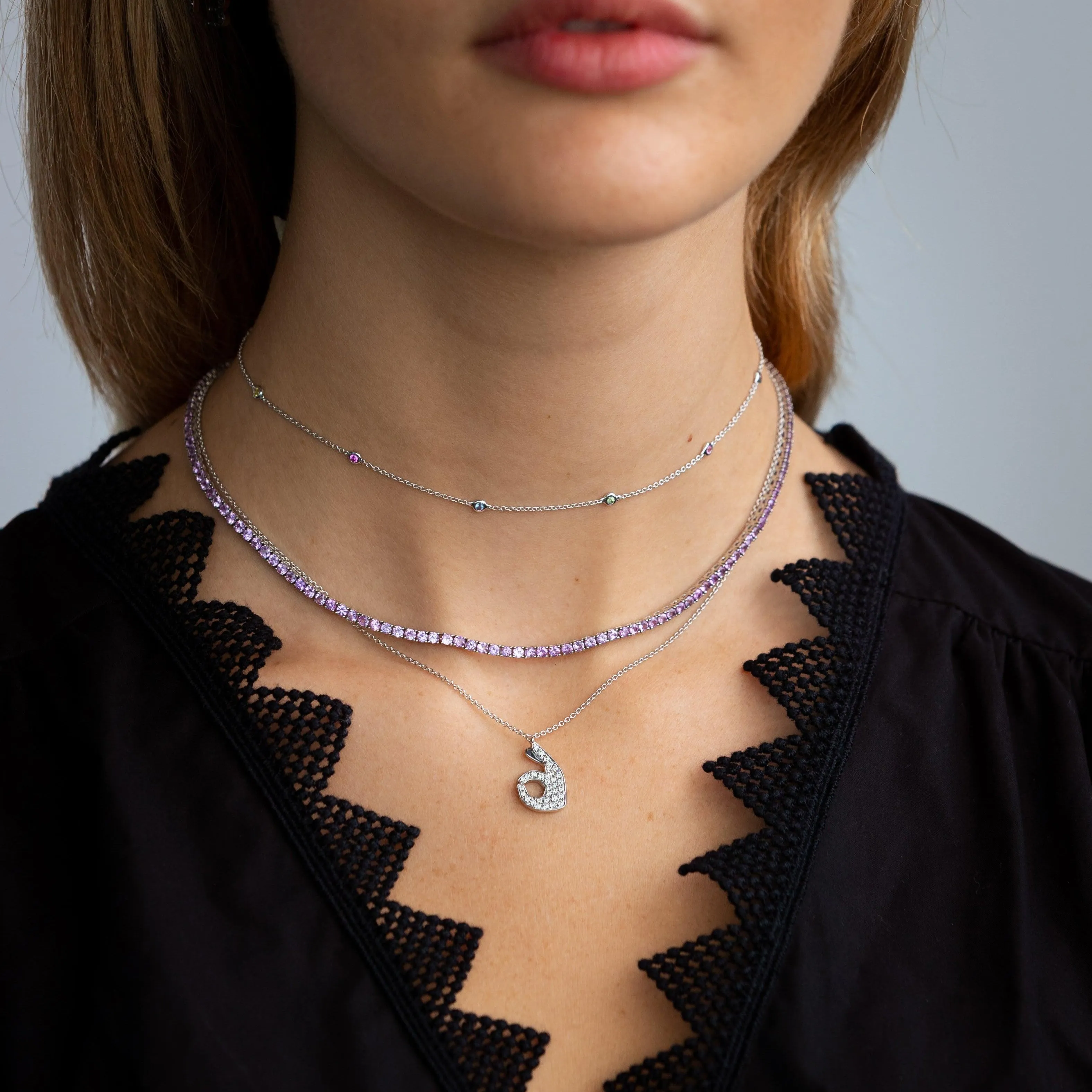 Lilac Sapphire Tennis Necklace