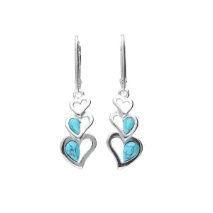MILENA drop earrings Silver and Turquoise Hearts MILENA drop earrings Silver and Turquoise Hearts
