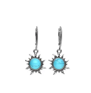 MILENA Drop Earrings Silver and Turquoise Sun MILENA Drop Earrings Silver and Turquoise Sun