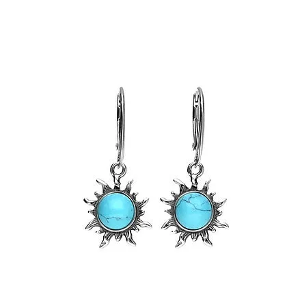 MILENA Drop Earrings Silver and Turquoise Sun
