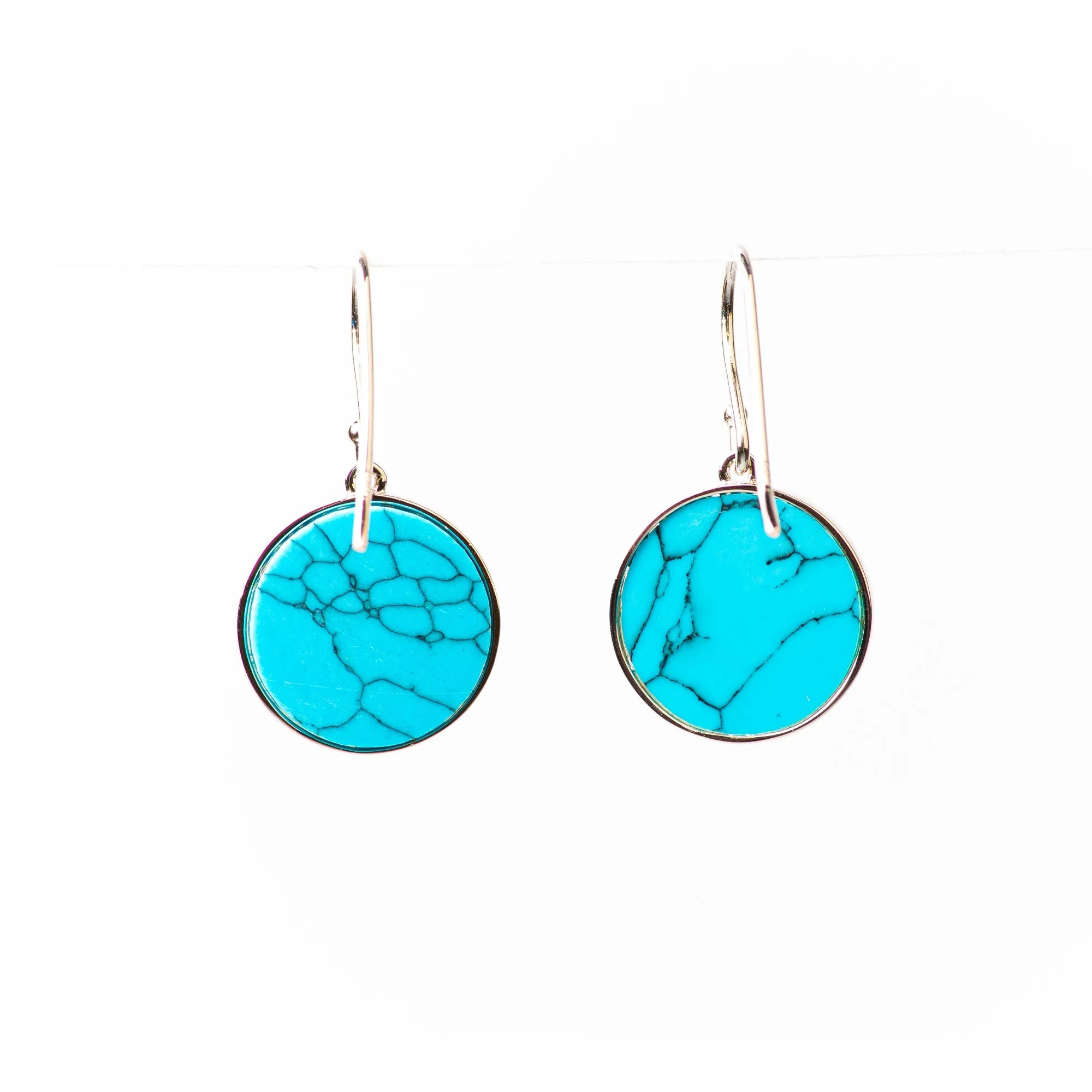 MILENA Drop Earrings Silver and Turquoise Tree of Life with Entangled Heart