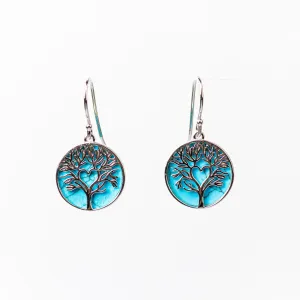 MILENA Drop Earrings Silver and Turquoise Tree of Life with Entangled Heart MILENA Drop Earrings Silver and Turquoise Tree of Life with Entangled Heart