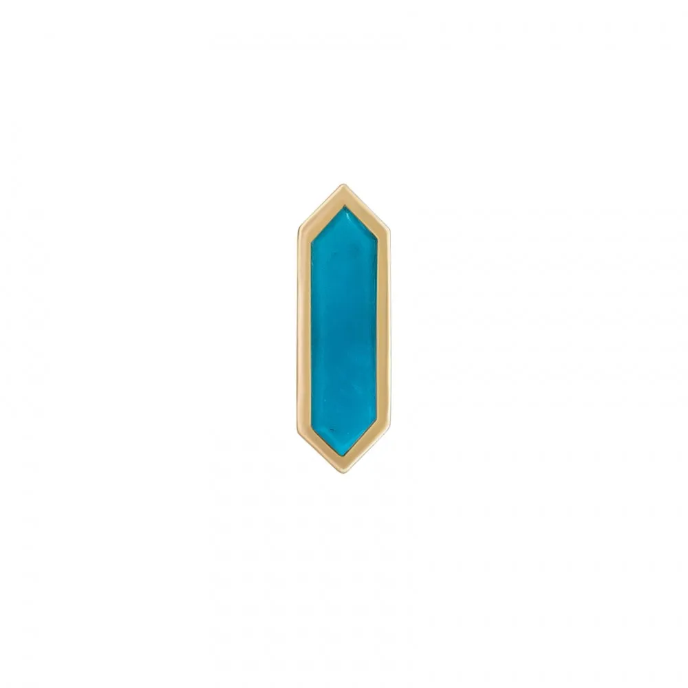 Mini Hexa Turquoise Stud Earring - Gold - ST-HEX-TUR